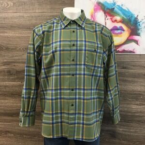 Pendleton Trail Shirt Mens XXL Green Plaid Wool Flannel Elbow Patches